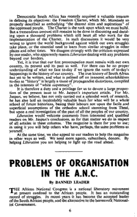 Problems in the organisation of the ANC