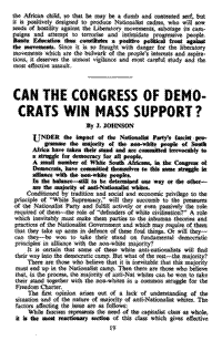 Can the Congress of Democrats win mass support