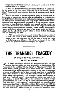 The Transkei tragedy: (A study in the Bantu Authorities Act)