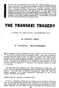 The Transkei tragedy : National grave-diggers