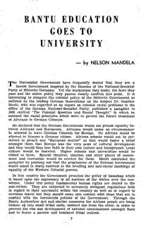 Bantu education goes to university