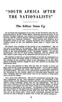 South Africa after the Nationalists: The editor sums up