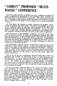 SABRA`s proposed multi-racial conference