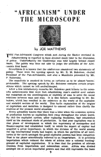 "Africanism" under the microscope
