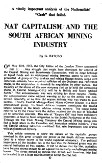 Nat capitalism and the South African mining industry