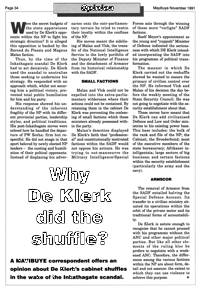 Why De Klerk did the shuffle?