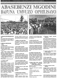 Abasebenzi mgodini bafuna umvuzo ophilisayo (article written in Xhosa language)