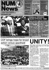 Unity - CDF brings hope for broad action versus apartheid