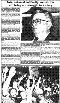 International solidarity and action will bring our struggle to victory