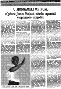 U mongameli we NUM uqabane James Motlatsi ethetha ngembali yengcinezelo emogodini (article written in Xhosa language)