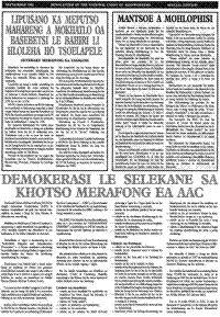 Matsoe a mohlophisi (article written in Sotho language)