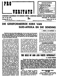 Die gereformeerde kerk van Suid-Afrika en die sending