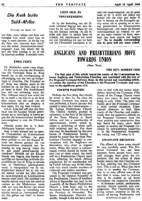 Anglicans and Presbyterians move towards union