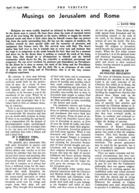 Musings on Jerusalem and Rome