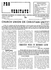 Pro Veritate Volume 5 Number 4 August 1966