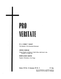 Pro Veritate Volume 7 No 4 August 1968