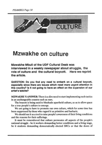 Mzwakhe on culture