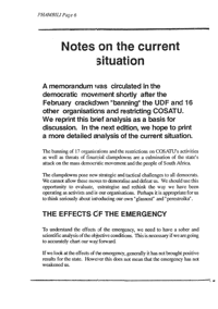 Notes on the current situation