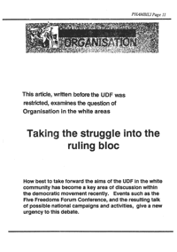 Taking the struggle into the ruling bloc