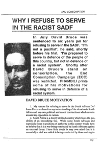 Why I refuse to serve in the racist SADF