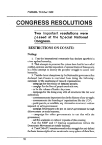 Congress Resolutions
