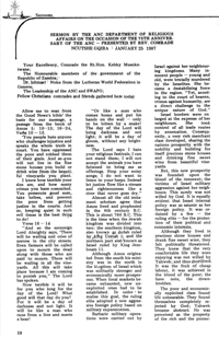 Sermon by the ANC Department of Religious Affairs on the occasion of the 75th anniversary of the ANC, January 25, 1987