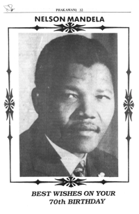 Nelson Mandela, best wishes on your 70th birthday