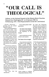Our call is theological: Address to the National Summit of the Historic Black Churches, Howard Inn, Washington DC on 10 January 1989