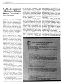 On the Department of Religious Affairs recent consultation
