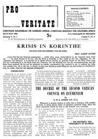 Pro Veritate Volume 5  Number 1 May 1966