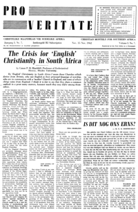 Pro Veritate Volume 1  Number 7 November 1962