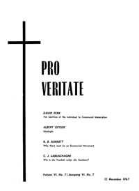 Pro Veritate Volume 5  Number 7 November 1967