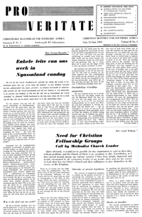 Pro Veritate Volume 2  Number 5 September 1963