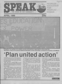 Speak: the voice of the community April 1986