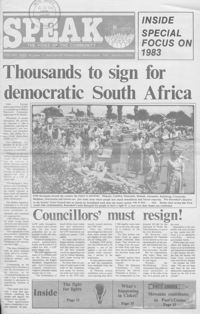 Speak: the voice of the community Volume 2 No 1 January 1984