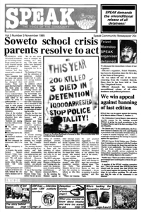 Speak: the voice of the community Volume 3 No 3 November 1985