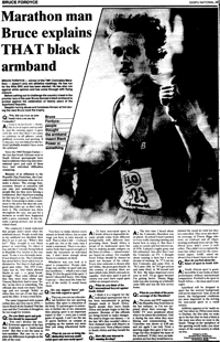 Marathon man Bruce explains THAT black armband