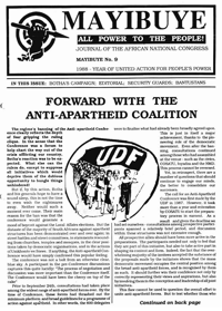 Mayibuye Number 9 1988 year of united action 