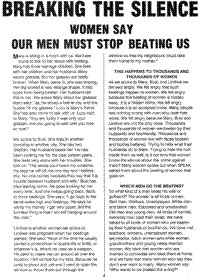 Breaking the silence - women say our men must stop beating us