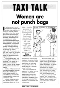 Taxi talk: women are not punch bags