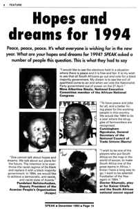Hopes and dreams for 1994