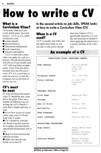 How to write a CV