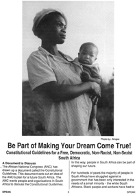 Be part of making your dream come true: Constitutional  guidelines for a free, democratic, non-racist, non-sexist South Africa