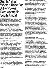 South African women unite for a non-sexist post-apartheid South Africa