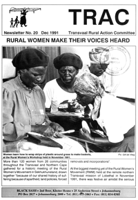 TRAC Newsletter Number 20 December 1991