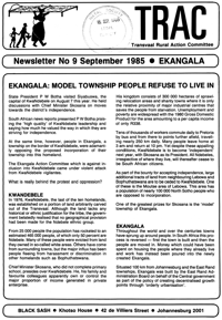 TRAC Newsletter Number 9 September 1985