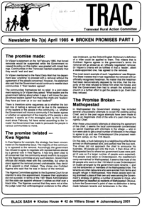 TRAC Newsletter Number 7 April 1985