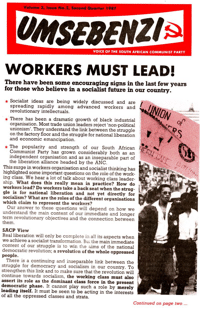 Umsebenzi Volume 3 Number 1 First Quarter 1987