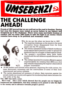 
Umsebenzi Volume 4 Number 1 First Quarter 1988