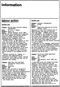 Information: Labour action